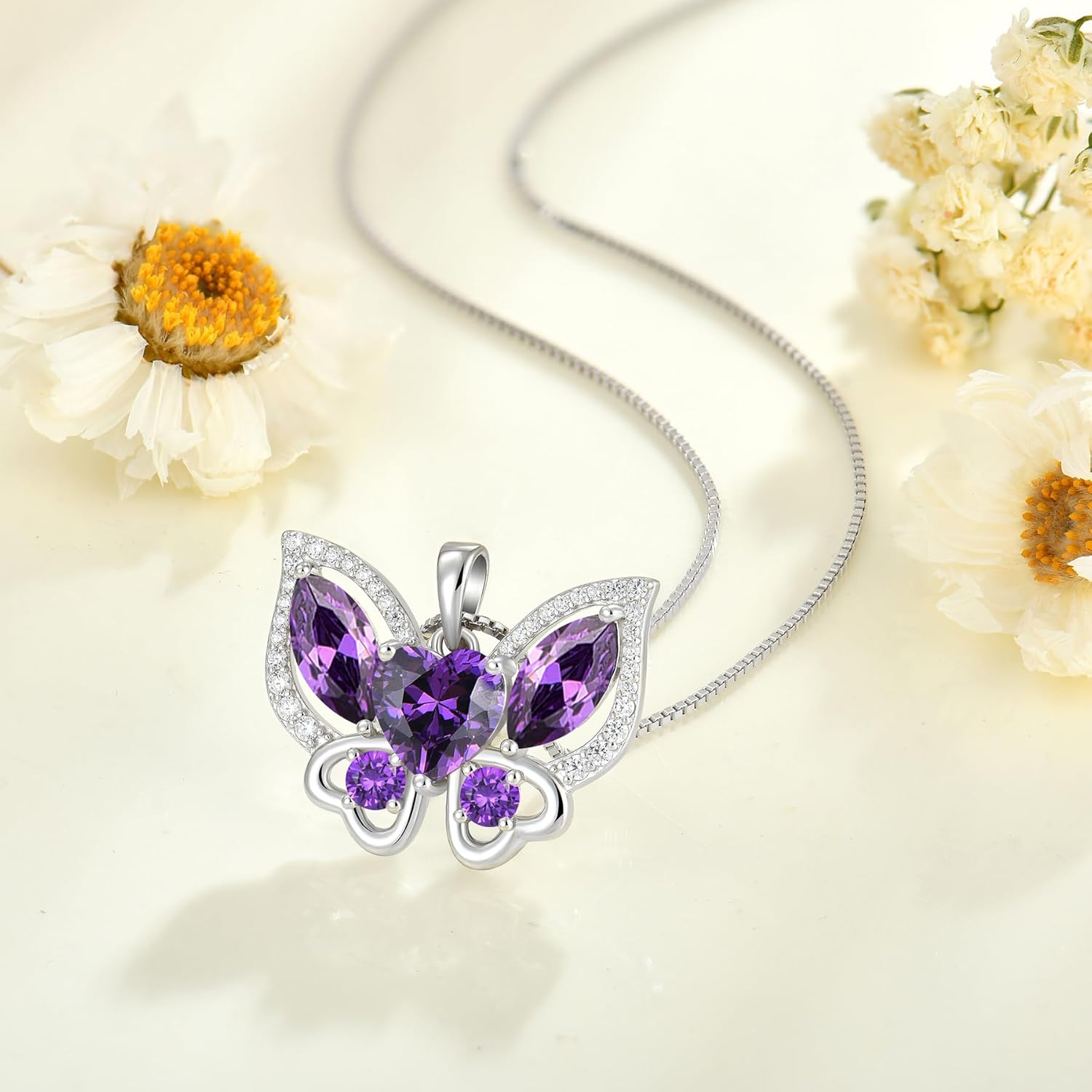 Butterfly Pendant Necklace 925 Sterling Silver Birthstone Jewelry Gifts for Women - Image 5
