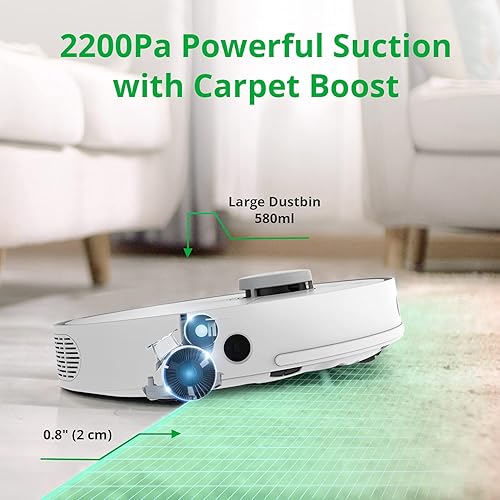 Miniatura 3 de 360 Robot aspirador S5 LiDAR con tecnología de mapeo, 2200 Pa, limpieza selectiva de habitaciones, horario, mapeo de varios pisos, zonas prohibidas,