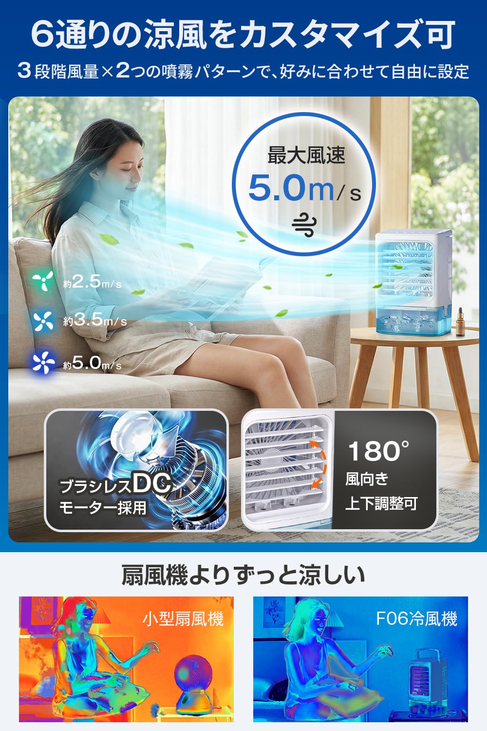 Amazon | 冷風機 冷風扇 【2026改良型 -16℃瞬間冷却・6つの冷風モード