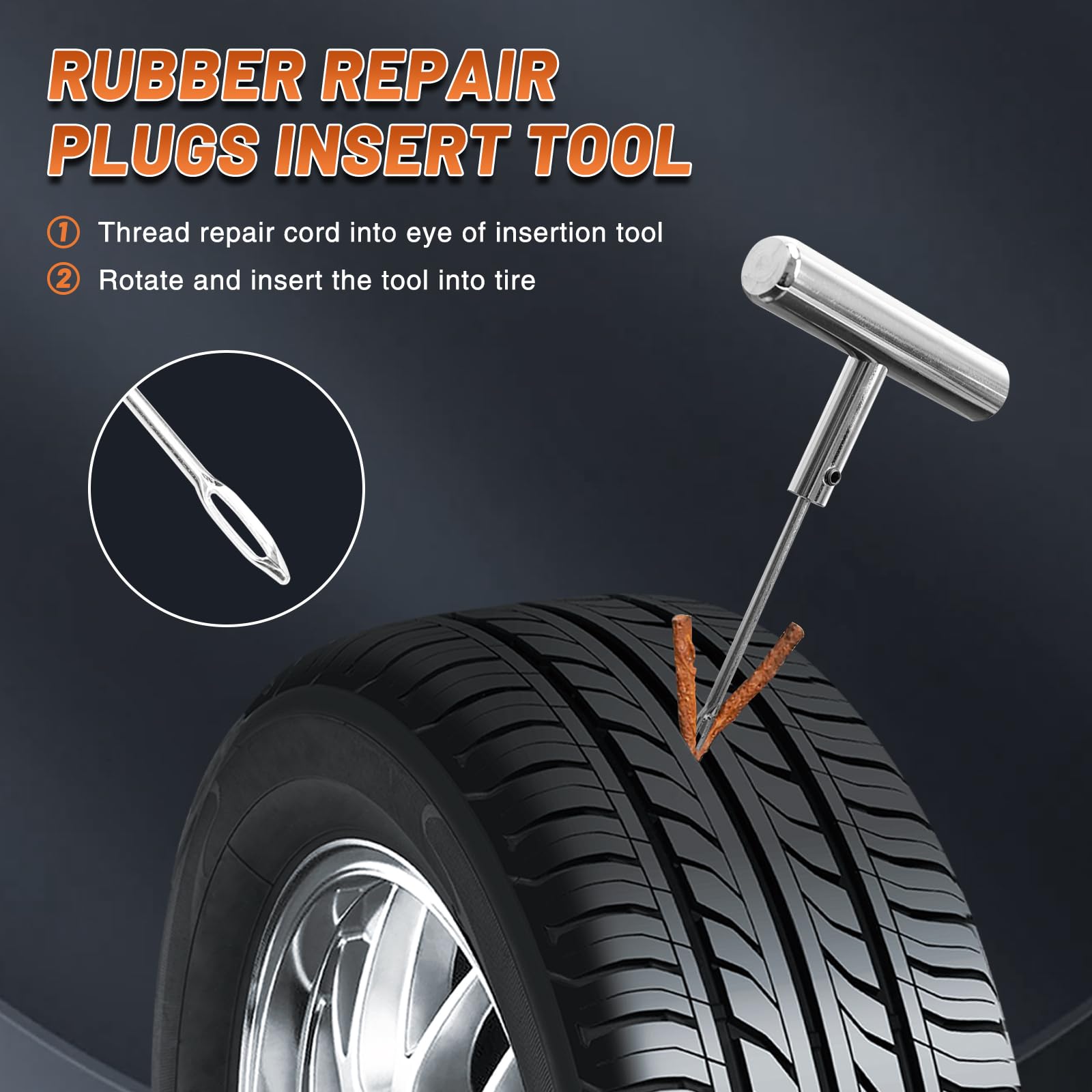 Kit di attrezzi per la riparazione di pneumatici in acciaio inossidabile resistente con impugnatura a T per riparazione pneumatici per automobili e moto