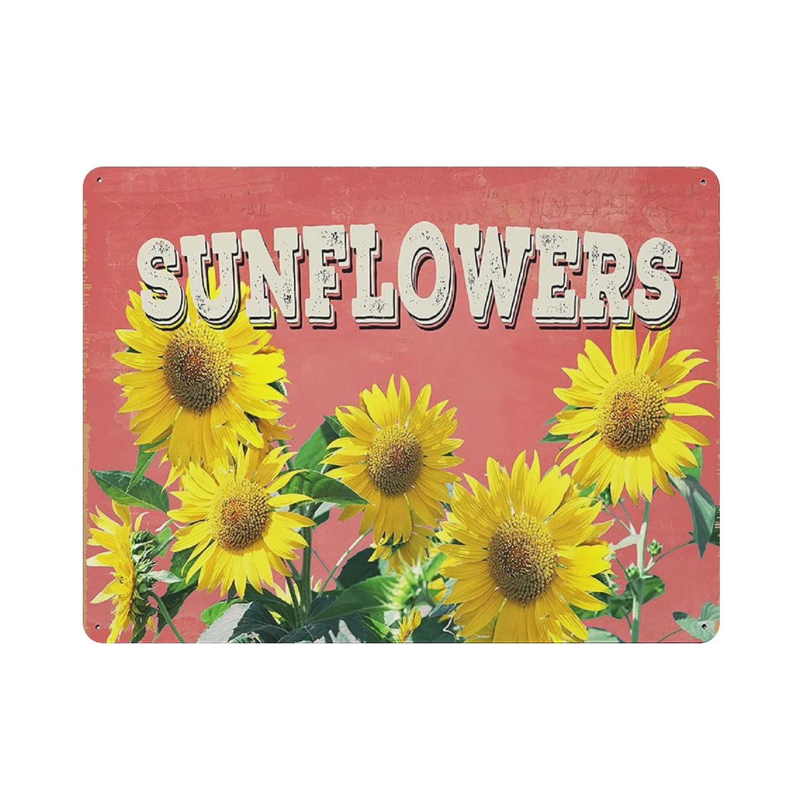 rayprint Six Sunflowers Tin Sign Metal Plaque Art Hanging Iron Painting Retro Home Kitchen Garden Garage Wall Decor 12"x16"