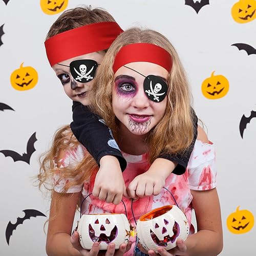 Miniatura 4 de JaGely 32 piezas de accesorios de pirata suministros de fiesta incluyen 16 pañuelos rojos de cabeza de pirata, 16 parches para los ojos, regalos de