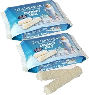The Snowman and The Snowdog Coconut Logs 10 Pack Christmas Logs - Marshmallow Enrobed in Coconut and White Chocolate Flavour Coating - Gluten Free - 20 Logs in total