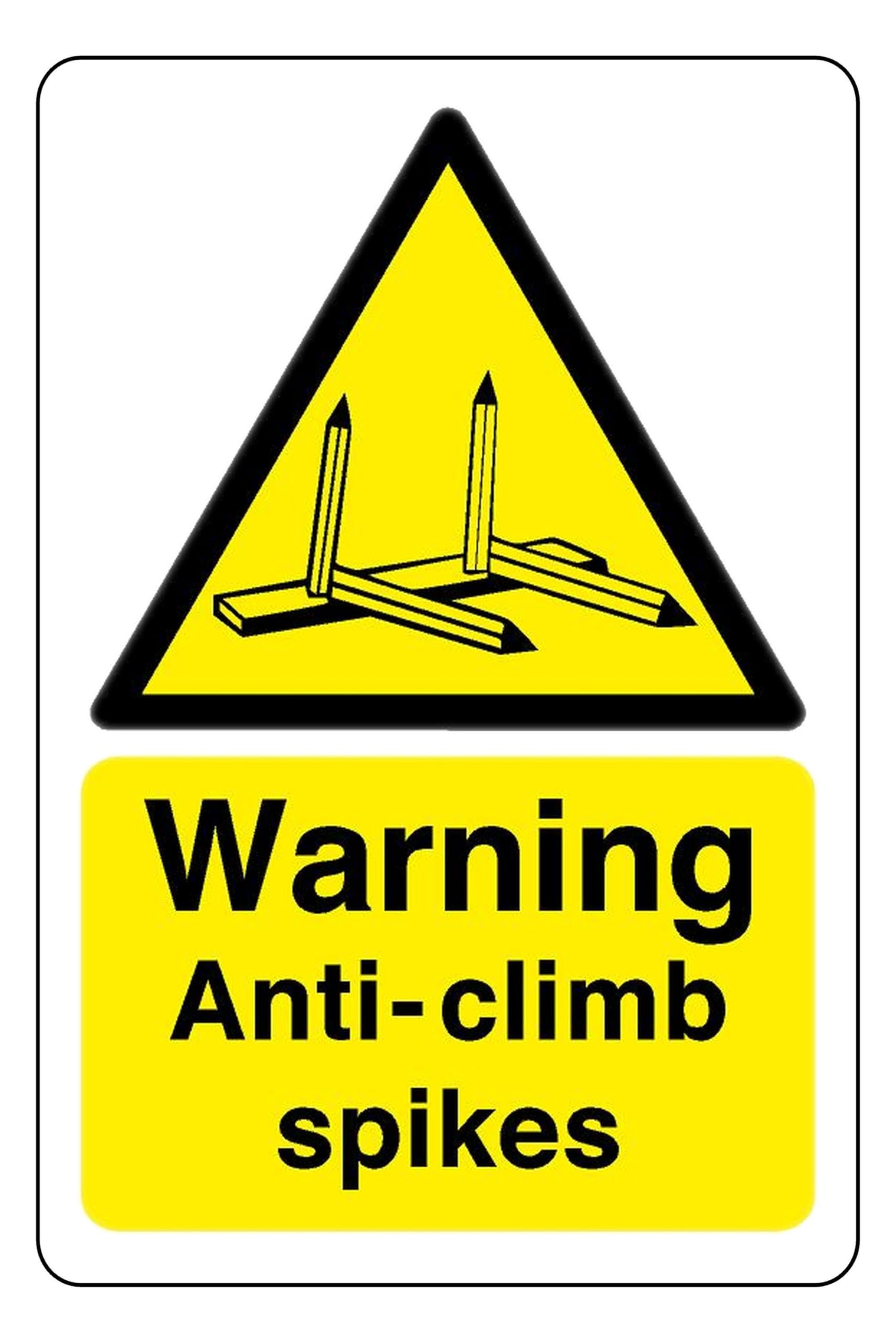 Safety First Display LTD Warning anti-climb spikes - High tack self-adhesive sticker (600mm x 400mm) Viewing Distance within 20m.