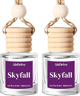 AirDrive Car Air Freshener, Skyfall 2 Pack, Lavender and Citrus Hanging Oil Diffuser With Wooden Cap, Non Toxic Rearview Mirror Car Accessory, Made in USA,