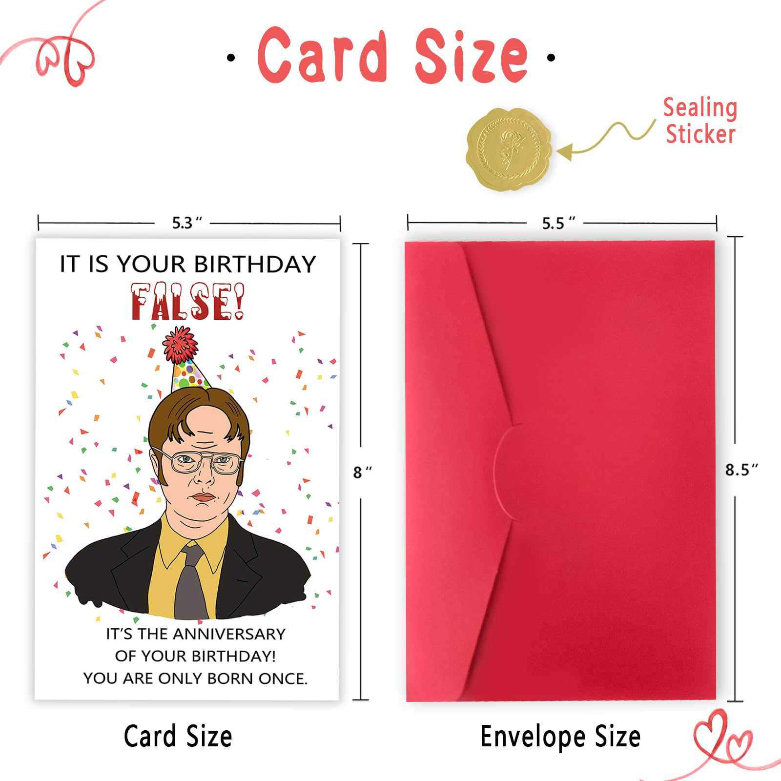 Funny The Office Birthday Card for Men Him, Dwight Schrute Birthday Card, Hilarious The Office Birthday Decorations Gifts for Friend Boyfriend, It is Your Birthday False