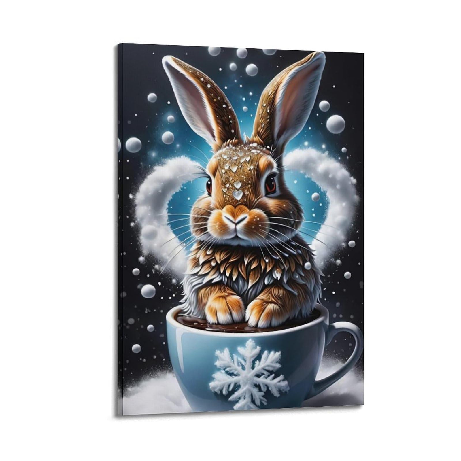 WPHSFX Animal Poster Bunny And Coffee Poster Decorative Painting Canvas Wall Posters And Art Picture Print Modern Family Bedroom Decor Posters 24x36inch(60x90cm)