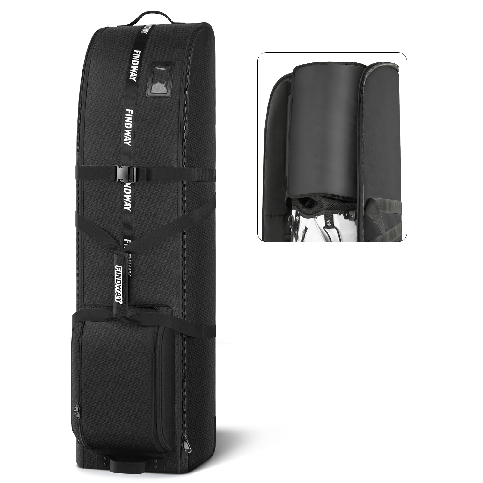 Findway Golf Reisetasche mit Rädern, Wasserdicht 900D Heavy Duty Oxford Gepolstert, Premium mit Abnehmbarem Pad für Schläger für Fluggesellschaft
