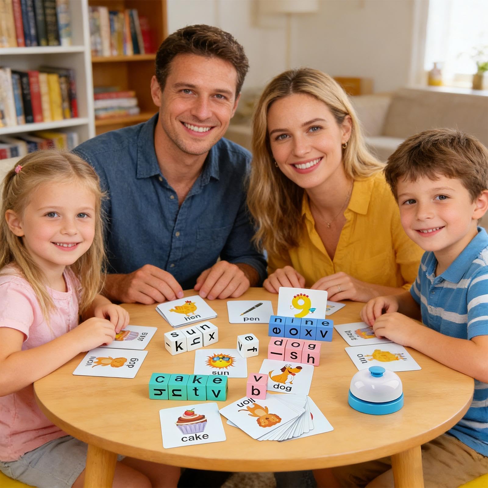 Word Spelling Game, Wooden Turn A Word Tots Game, Alphabet Puzzle Set with Flash Cards, Portable Competitive Alphabet Learning Toys for Kids — view 3