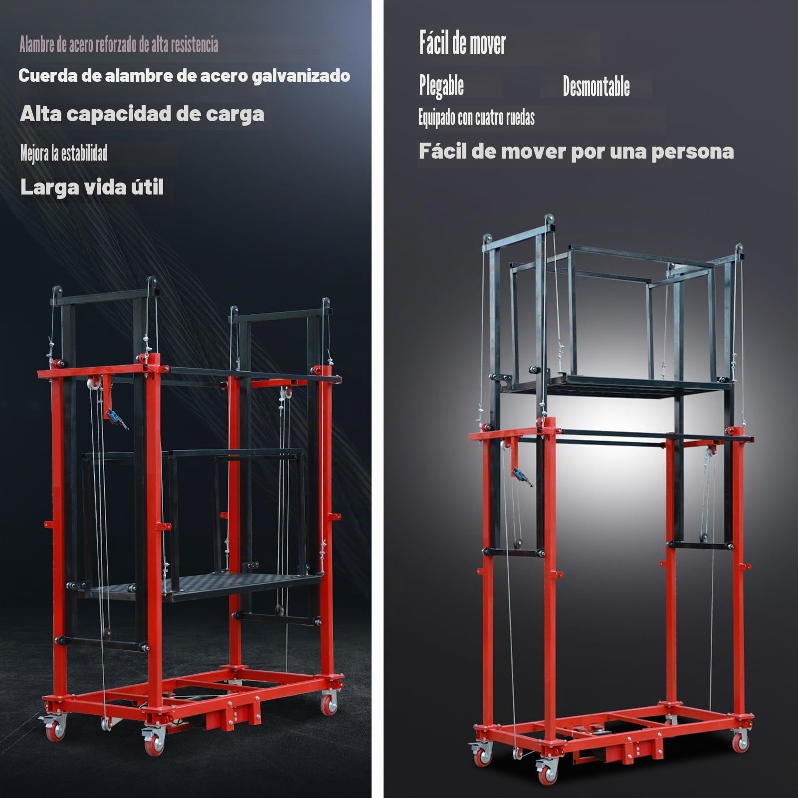 Andamio Eléctrico con Ruedas Universales, Plataforma Elevadora Móvil Plegable, con Capacidad De Carga De 500 Kg.(Raise 6 metres)