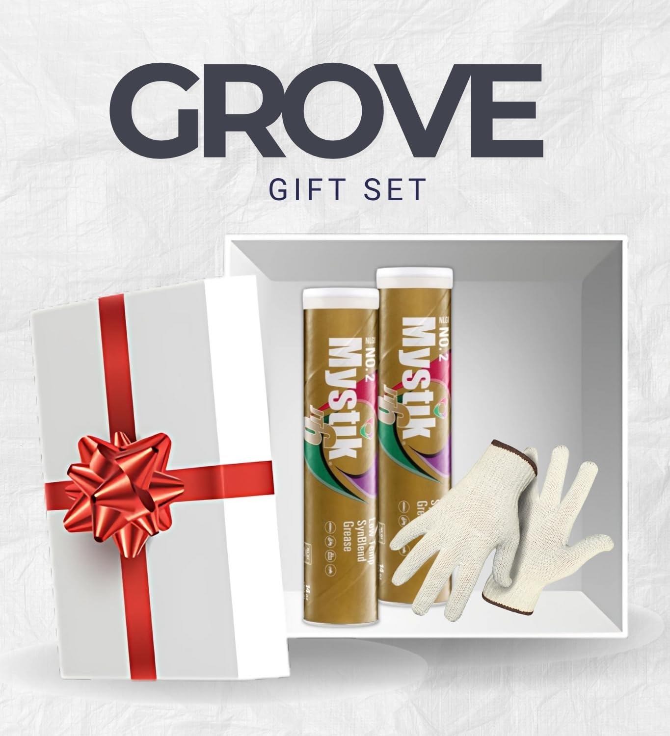 2X Mystic Grease Tubes 14 oz Bundle with Work Gloves – Multi-Purpose Lithium-Complex Grease Resists Heat, Oxidation & Low-Temp Torque for Smooth Performance – Gift Set (3 Items)
