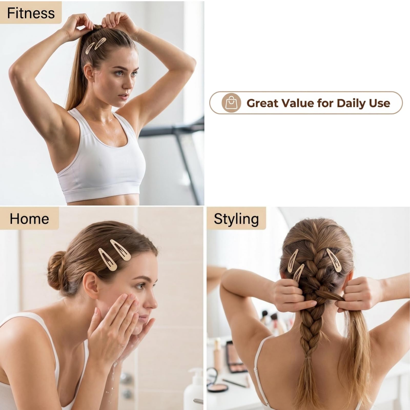 40 pinzas de metal coloridas para el pelo de 5 cm para mujer, accesorios (gris pardo)