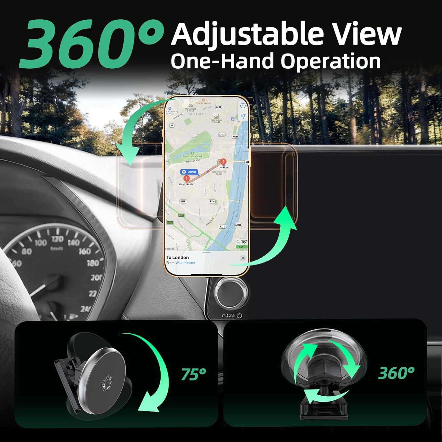 Phone Mount for Nissan Rogue (2021-2024 2025, 8" Screen) / Altima (2019-25) / Sentra (2020-25), 15W Wireless Charger, Magnetic Phone Holder, 360°Magsafe Car Mount, 2022 2023 Nissan Rogue Accessories