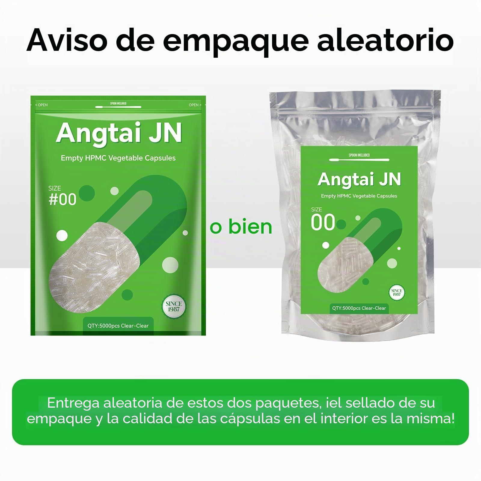 AngtaiJN Cápsulas veganas vacías Tamaño 00-Cápsulas vacías transparentes para rellenar con 2 microcucharas, cápsulas vacías de bricolaje 00, 5000 piezas
