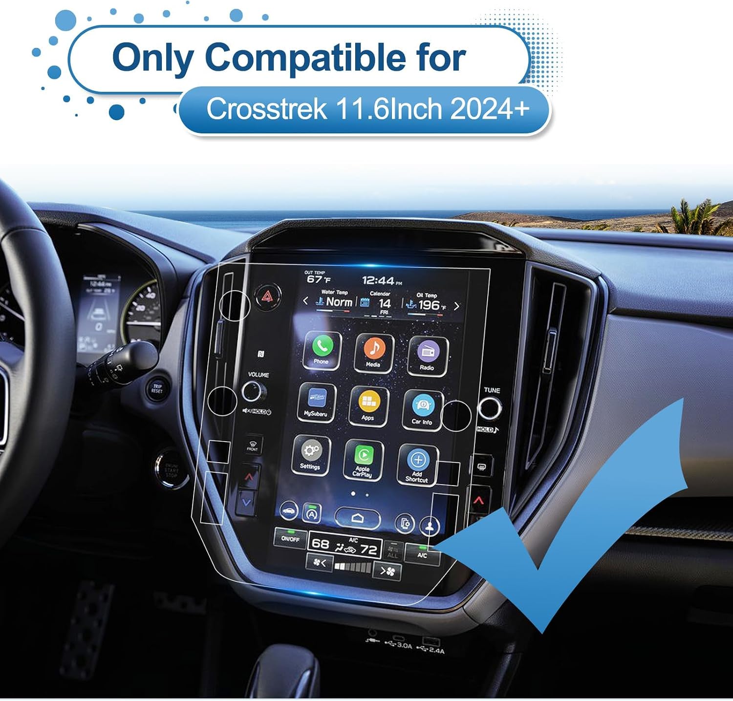 2024 2025 2026 Crosstrek Screen Protector for Subaru Crosstrek (Base/Premium/Sport/Limited/Wilderness) 11.6-inch Touchscreen, 9H Tempered Glass 2026 Crosstrek Hybrid Accessories STARLINK 11.6" image 2