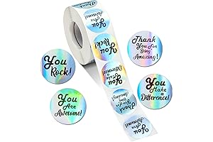 1000 Pcs Kudos Appreciation Stickers: Express Gratitude with Holographic Sparkle