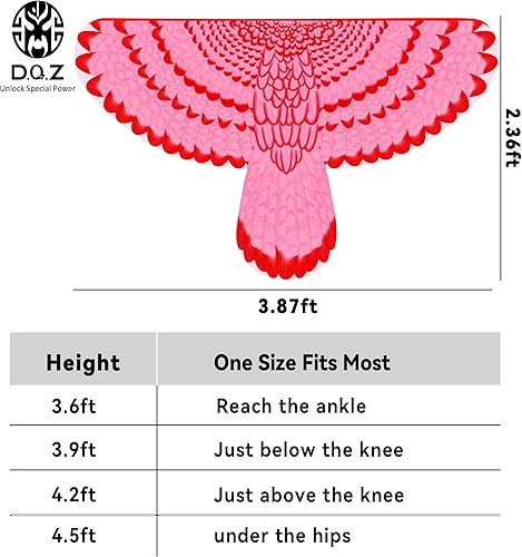 Miniatura 14 de D.Q.Z Disfraz de alas de pájaro para niños con máscara, ropa de vestir para niños y niñas, águila juego de rol, fiesta de Hallowen Negro