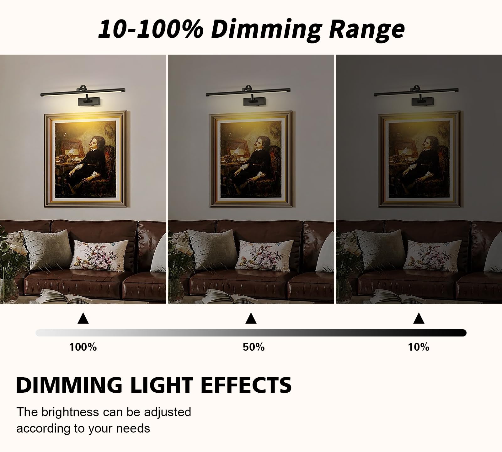 DESOOP Luci dimmerabili nere con telecomando e timer wireless Art luci ricaricabili illuminazione galleria per tela ritratto 24 '' pollici 5W bianco caldo