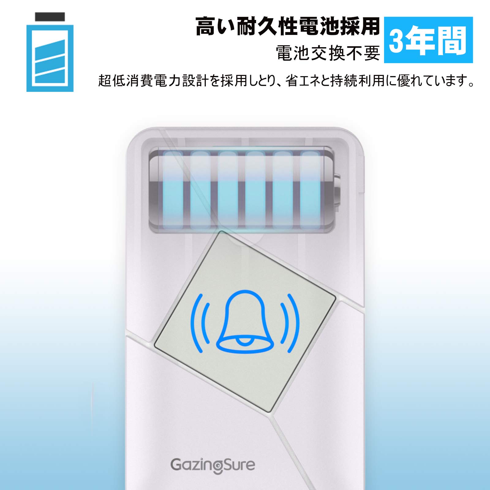 Amazon.co.jp: ワイヤレスチャイム GazingSure 玄関チャイム 457M無線 