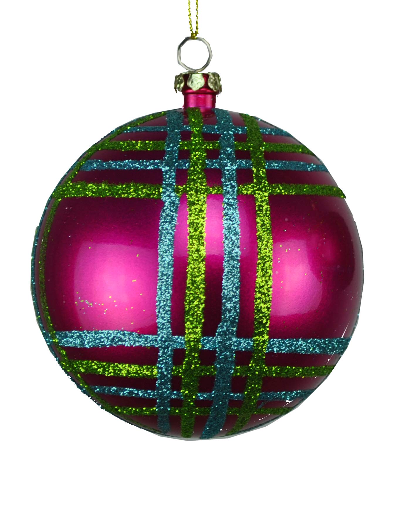 Ball 4 Pack Christmas Ornaments, 80mm, Fuchsia, Teal, Lime Green, 4 Count
