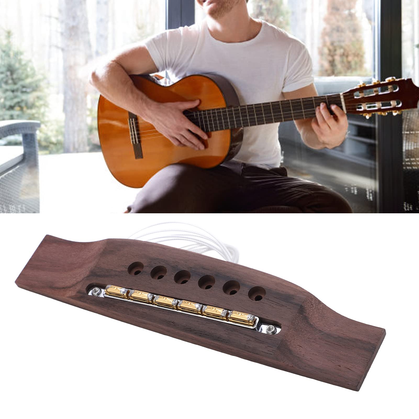 Piezo Pickup per Chitarra Acustica Folk con Suono Dinamico e Granuloso Design Rimovibile Leggero ed Elegante Made in Palissandro per Esibizioni Pratiche e Registrazioni