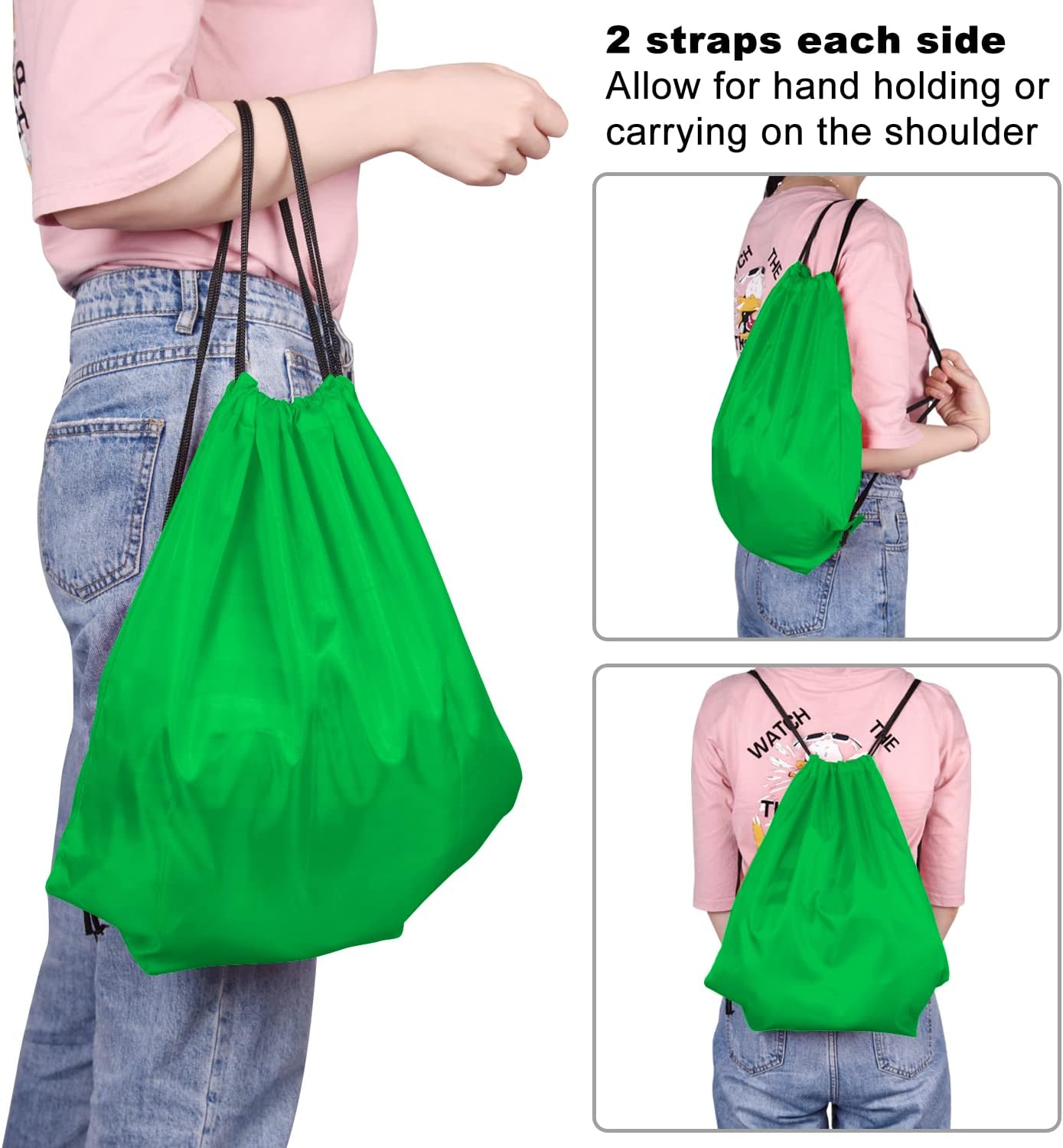 KUUQA 60Pcs Green Drawstring Backpack Bag Bulk image 5
