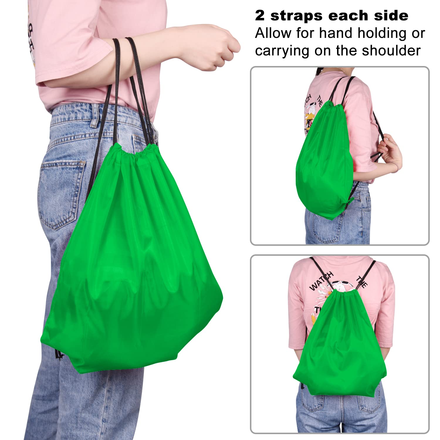 KUUQA Mochila con cordón, bolsas de almacenamiento para deportes, gimnasio, viajes, Verde, 15.7"*13.4", Moderno