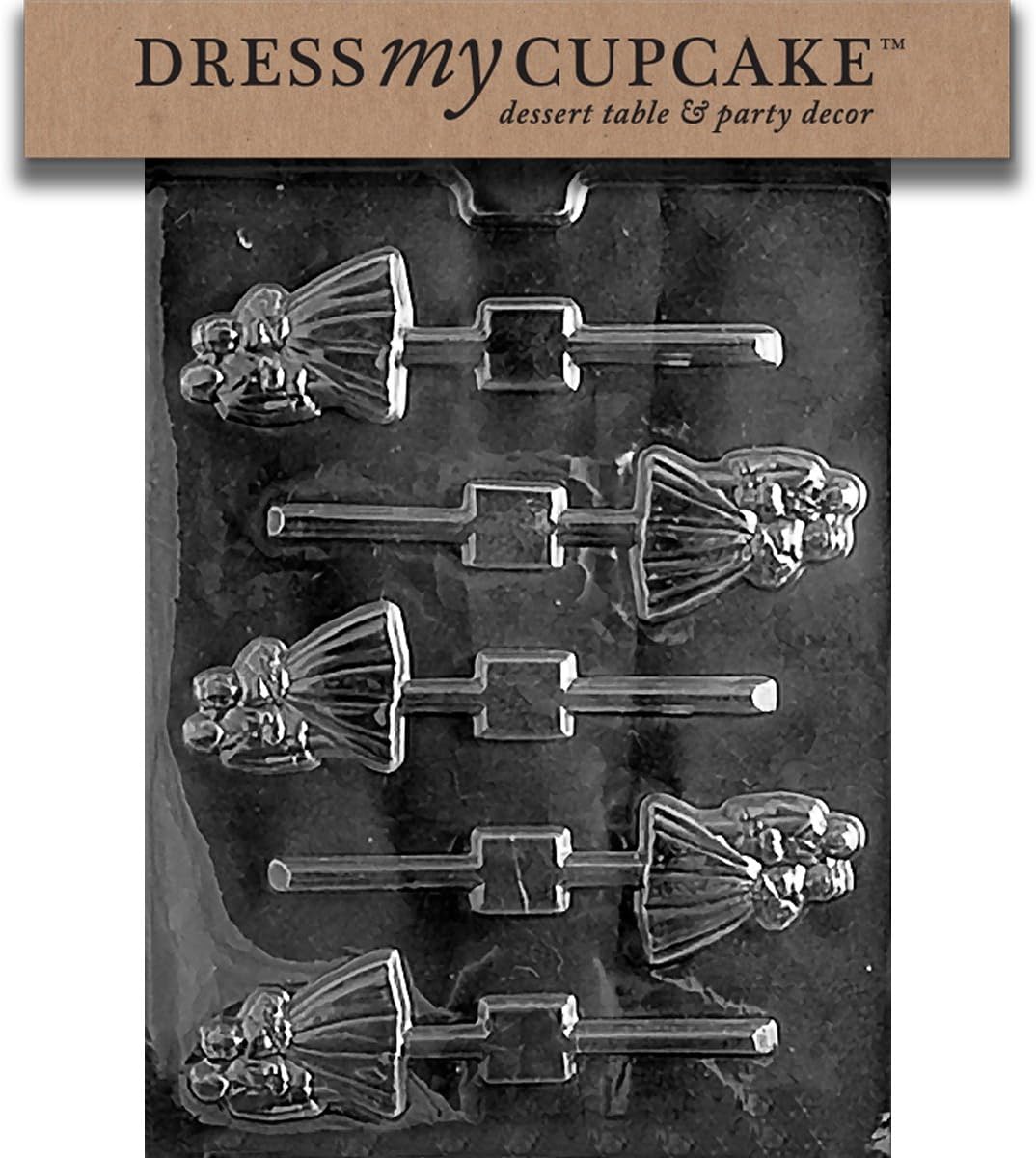 Dress My Cupcake Chocolate Candy Mold, Bride and Groom Lollipop, Wedding