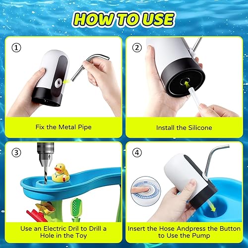 Miniatura 3 de Bomba de agua para mesa de agua, bomba portátil para niños, mesa de juego de agua y arena, funciona continuamente durante 2 horas, accesorios de