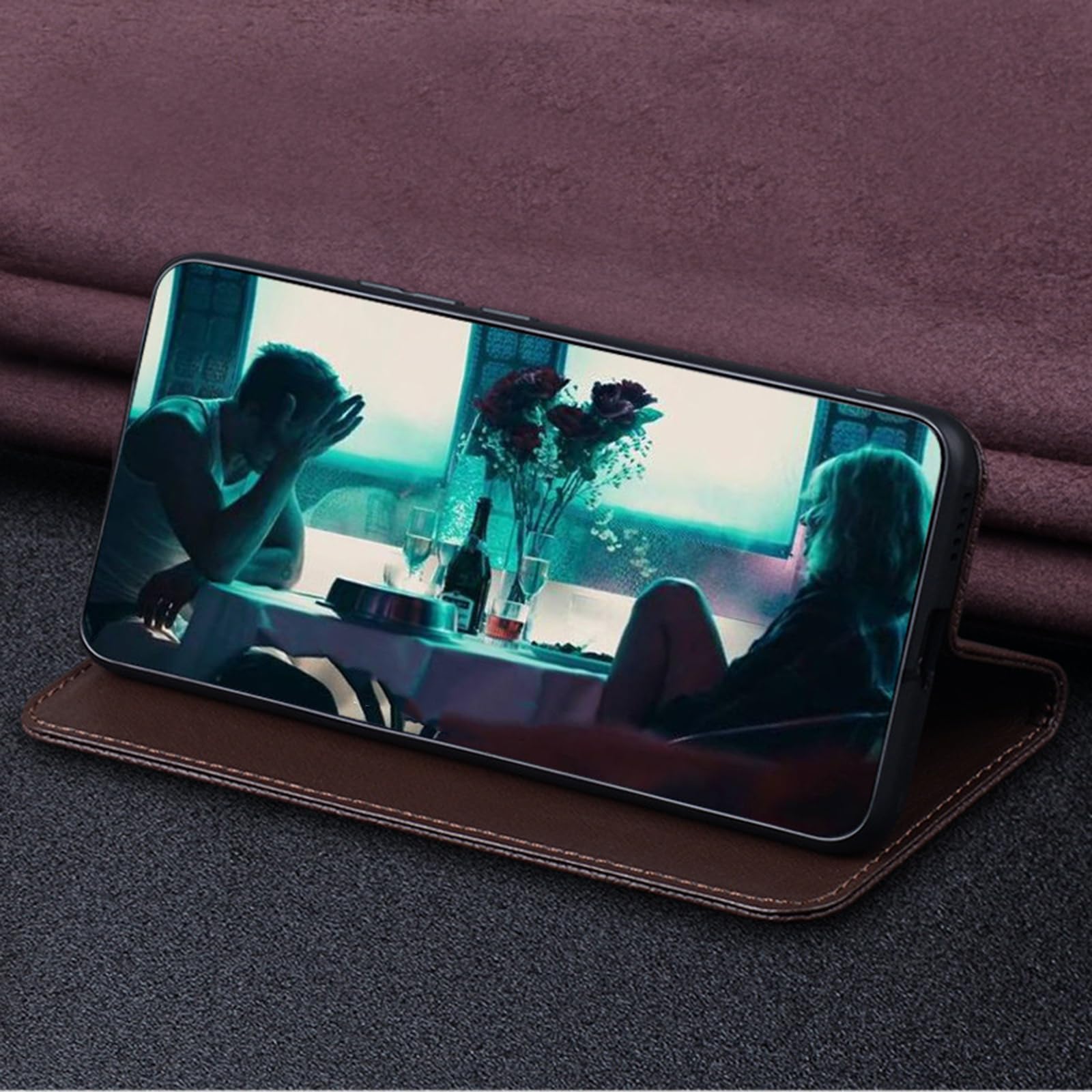 Etui z prawdziwej skóry do Huawei Pura 90 Pro Max / 90 Pro / 90, cienkie etui na telefon komórkowy z klapką z podszewką z mikrofibry, czarne, 90 Pro Max