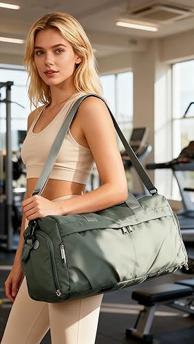 Miniatura 2 de Bolsa de gimnasio para mujeres y hombres con compartimento para zapatos, bolsa de lona deportiva, impermeable, para viajes, fin de semana, para