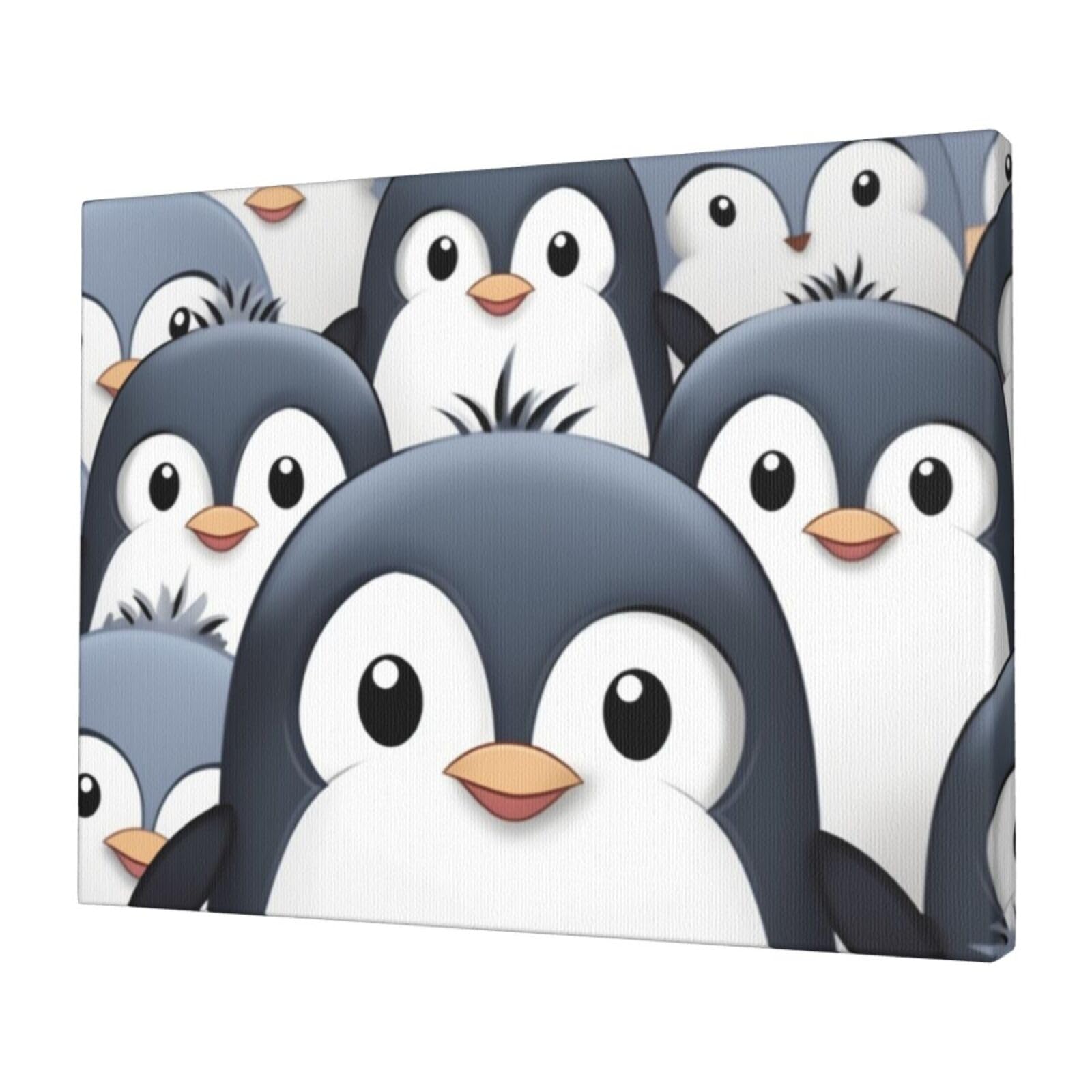 KLOPH Cute Penguin Canvas Wall Art for Living Room 12"x16" Modern Artwork Painting for Bathroom Hanging Canvas Prints Aesthetic Wallart for Bedroom Kitchen Office Wall Decor