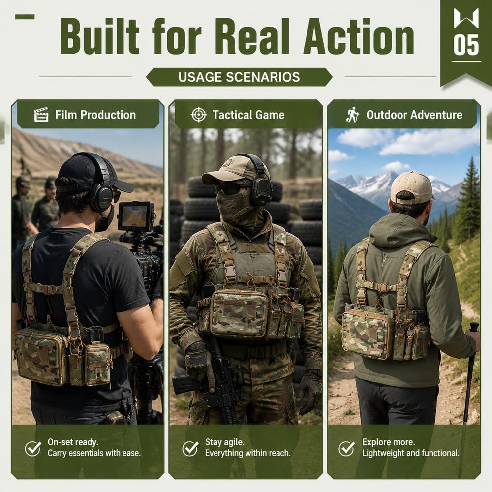 Chaleco Táctico Con Bolsa Quad 5,56 Mag, Accesorio Multiusos EDC