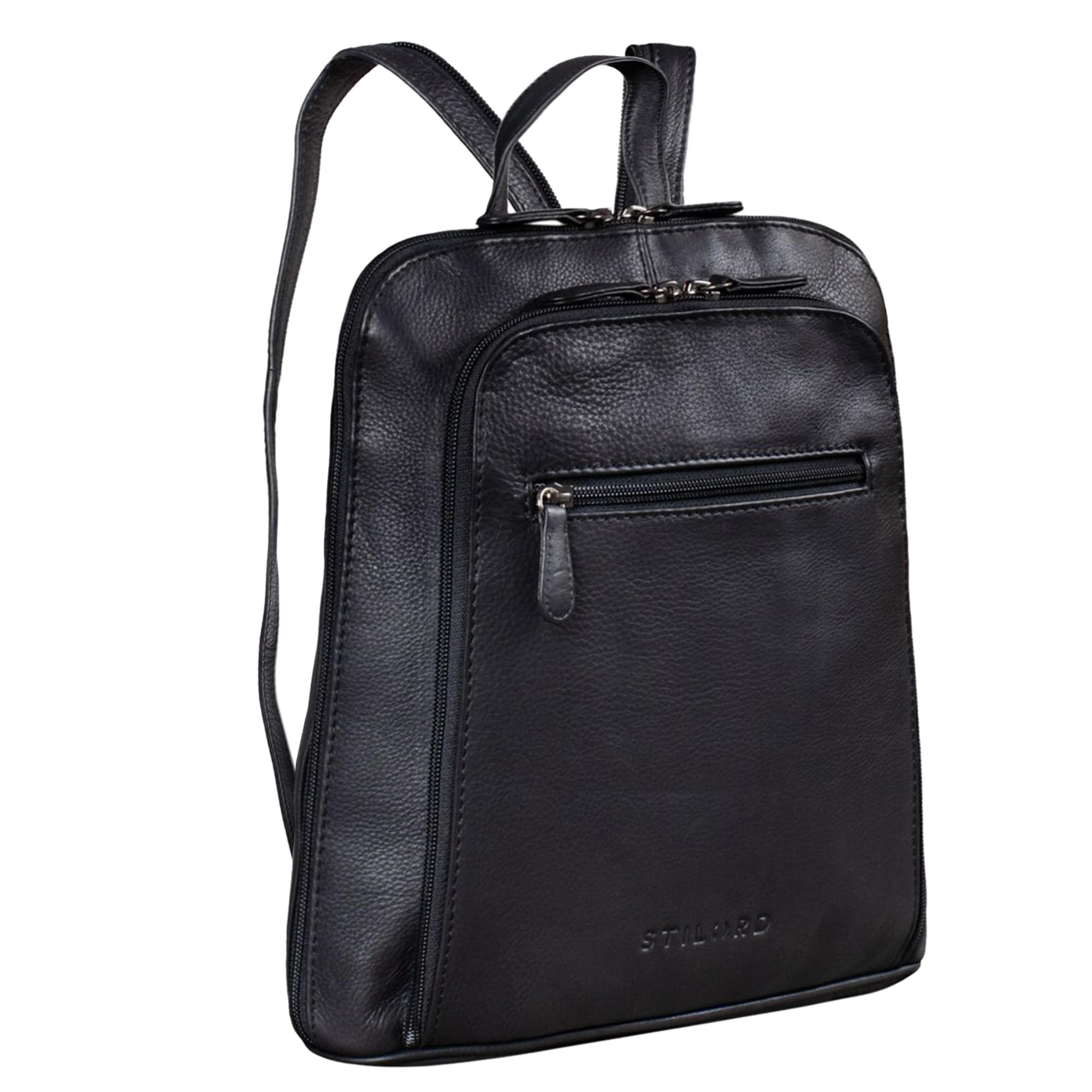 STILORD Damen-Rucksack aus Leder schwarz - Vintage Tagesrucksack - Frauen-Rucksack - Kleiner Echtleder-Rucksack - Handtasche May