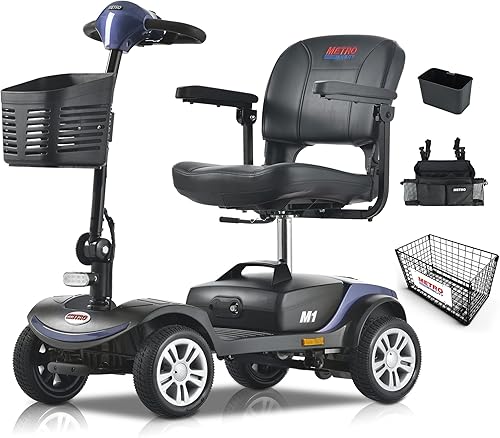 Miniatura 64 de Metro Mobility Patinetes con asiento para adultos, personas mayores, viajes, scooter motorizado eléctrico de 4 ruedas, 2 baterías extraíbles