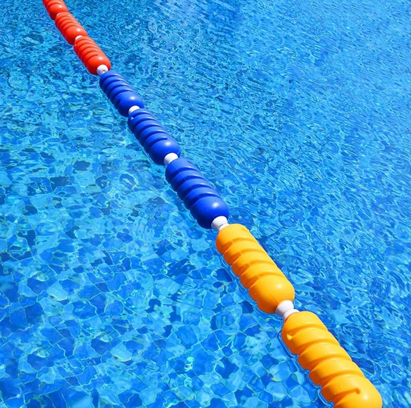 Swimming Pool Safety Rope with Floats 18 Ft 30 Ft 65 Ft 75 Ft, Lane Divider Boundary Rope, Rope Float Lines for Shallow Deep End, Barrier Buoy(Wire Rope,L6m/20ft)