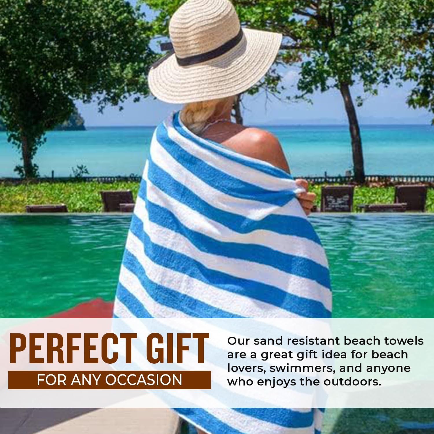 Personalized Beach Towels With Name – 70x30 Inch 100% Ring Spun Cotton, Striped Design, Great For Pool & Camping - View #3