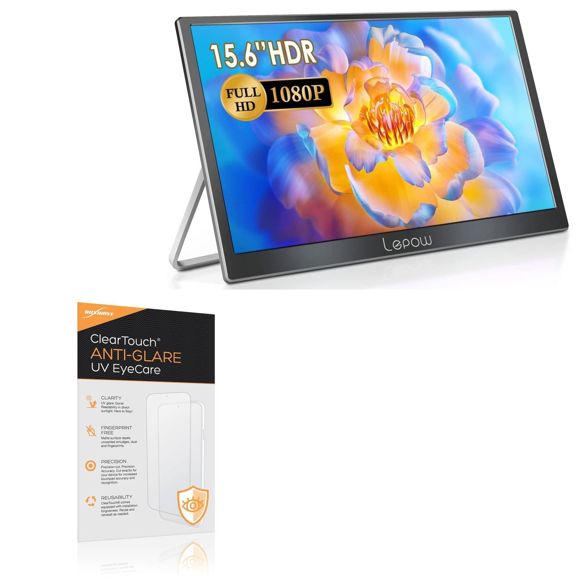 BoxWave Screen Protector Compatible With Lepow C2 Portable Monitor (15.6) - ClearTouch Anti-Glare Anti-UV EyeCare (2-Pack), Filters out Harmful Blue Light Reduce Fatigue
