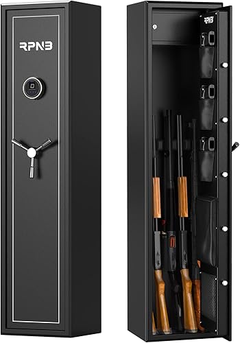 RPNB Large Rifle Safe, Electronic Gun Security Cabinet for 5-7 Rifles, Quick-Access Long Metal Rifle Gun Security Cabinet