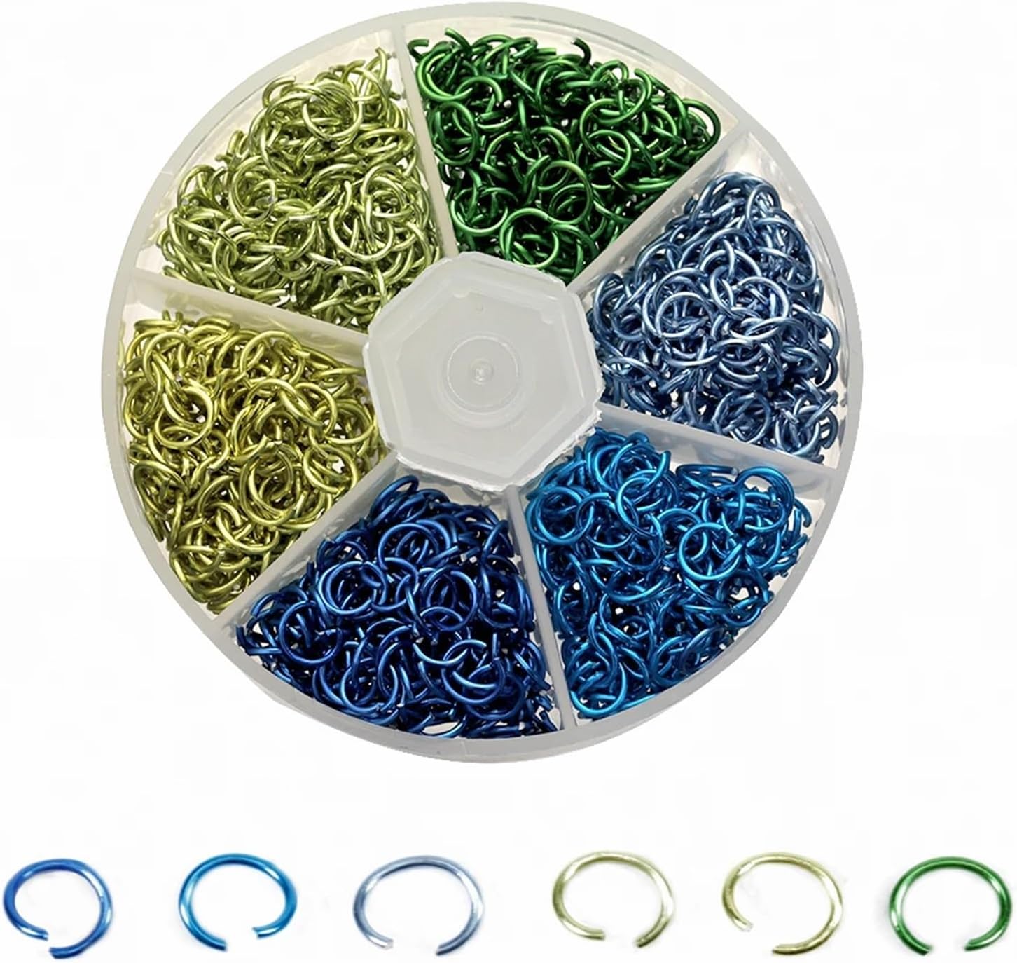 Jump Rings for Jewelry Making 6Box 6mm Colorful Aluminum Jump Ring Opening Split for DIY Jewelry Making Necklace Crafts Accessories 1080pcs/Box for Keychain, Necklace(Set 1)