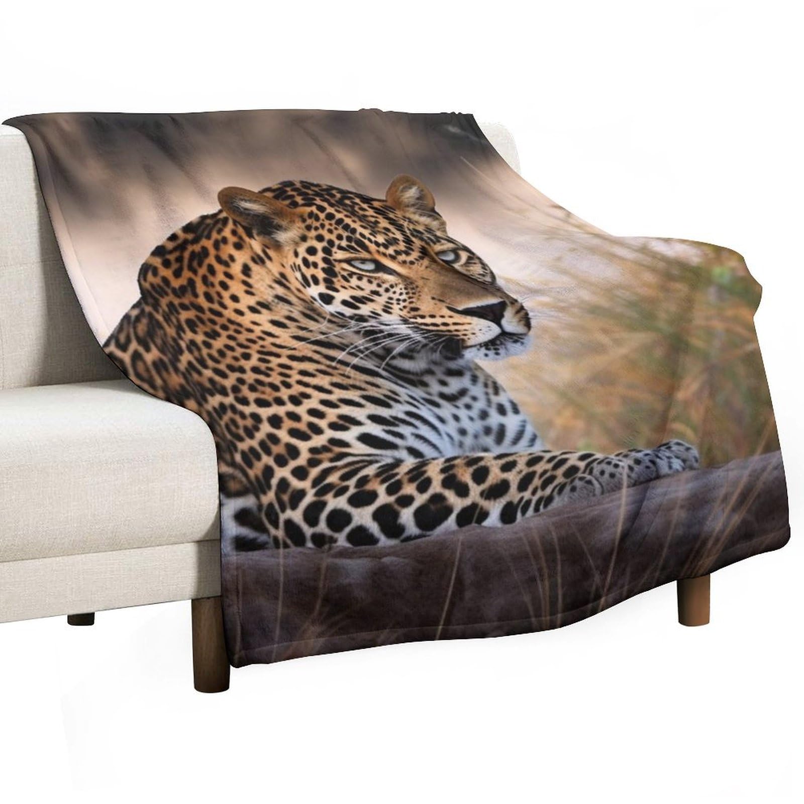 Couverture léopard flanelle plaid chaud canapé lit toutes saisons 152x127