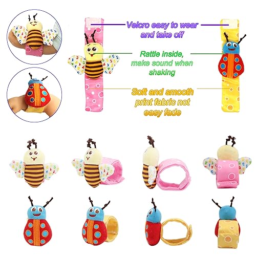Miniatura 2 de Sonajeros de muñeca para bebés de 0 a 6 meses, calcetines para pies y piernas, tobillos, brazos, mano, pulsera, agitador para niños y niñas de 6 a