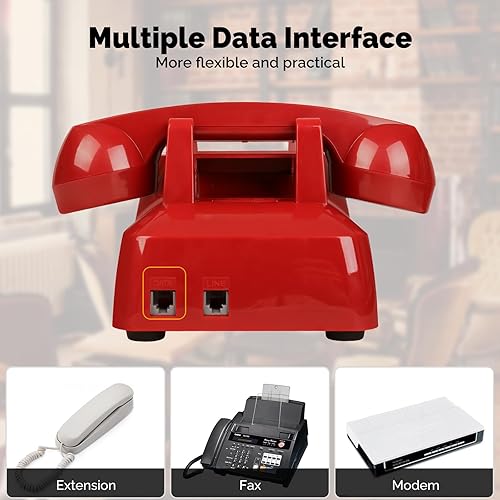 Miniatura 6 de Sangyn Teléfono fijo retro clásico 2500 teléfono de escritorio analógico con indicador timbre mecánico Teléfono con cable vintage Teléfono antiguo