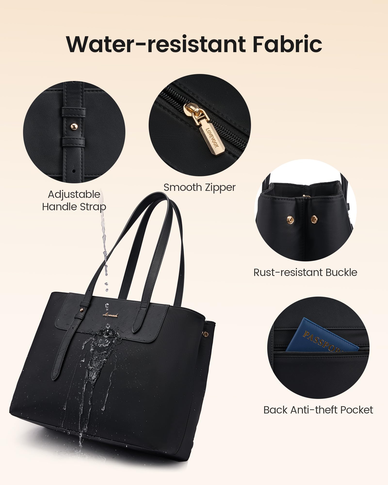 LOVEVOOK Handtasche Damen Groß, Arbeitstasche Laptoptasche Shopper Tasche