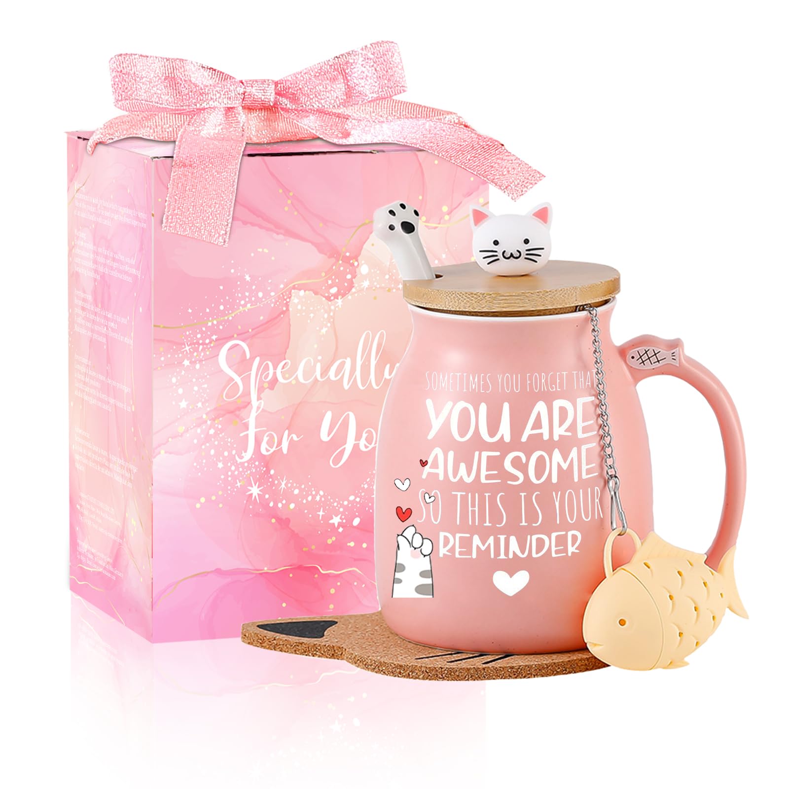 Thank You Gifts For Women Kawaii Tea Cup With Infuser Cat Mug Coffee Mugs Cute Mugs