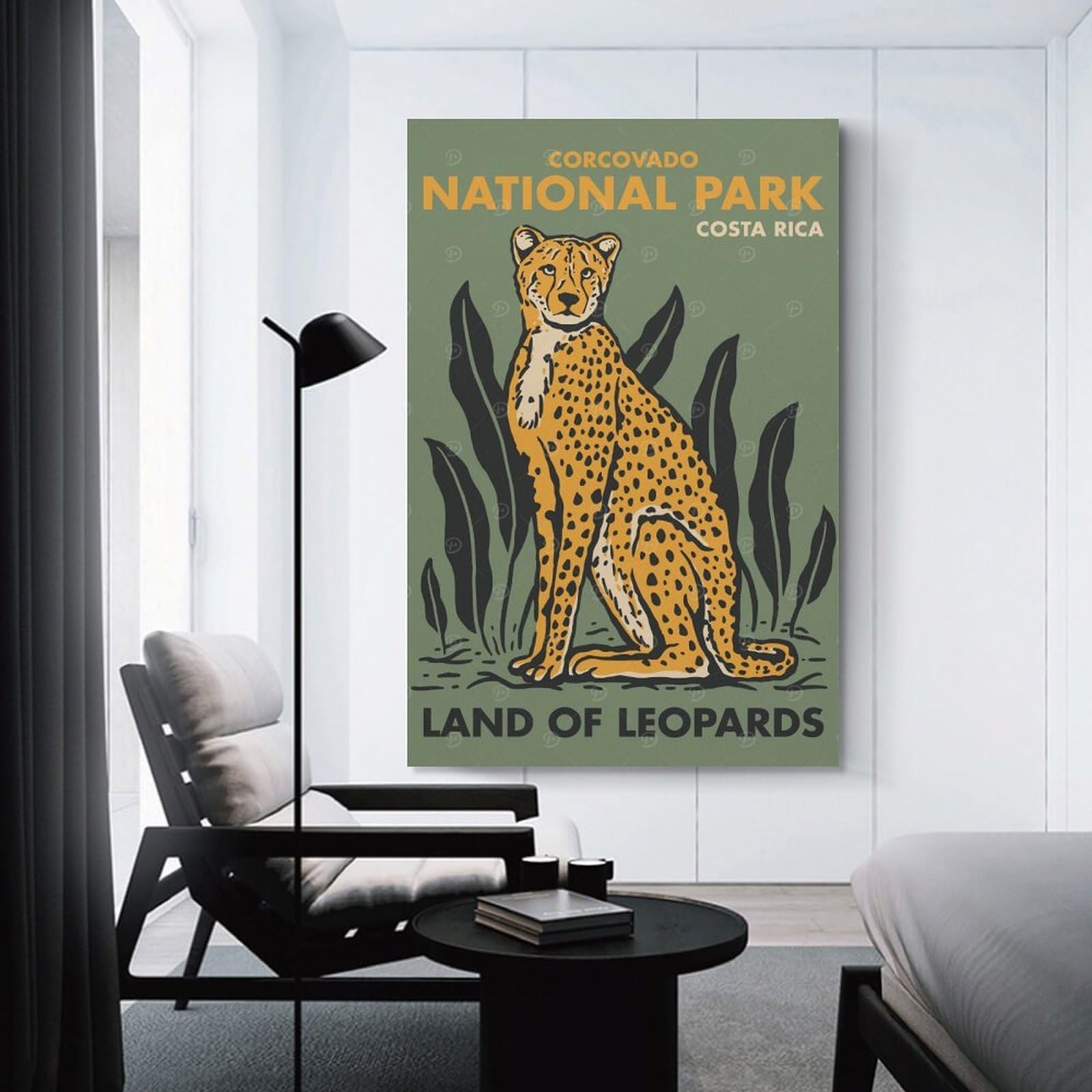 Junmoney Decorative Canvas Print Land of Leopards, 24x36inch(60x90cm), for Office, Study Or Home Workspace, Decorative Artwork for Productive Spaces
