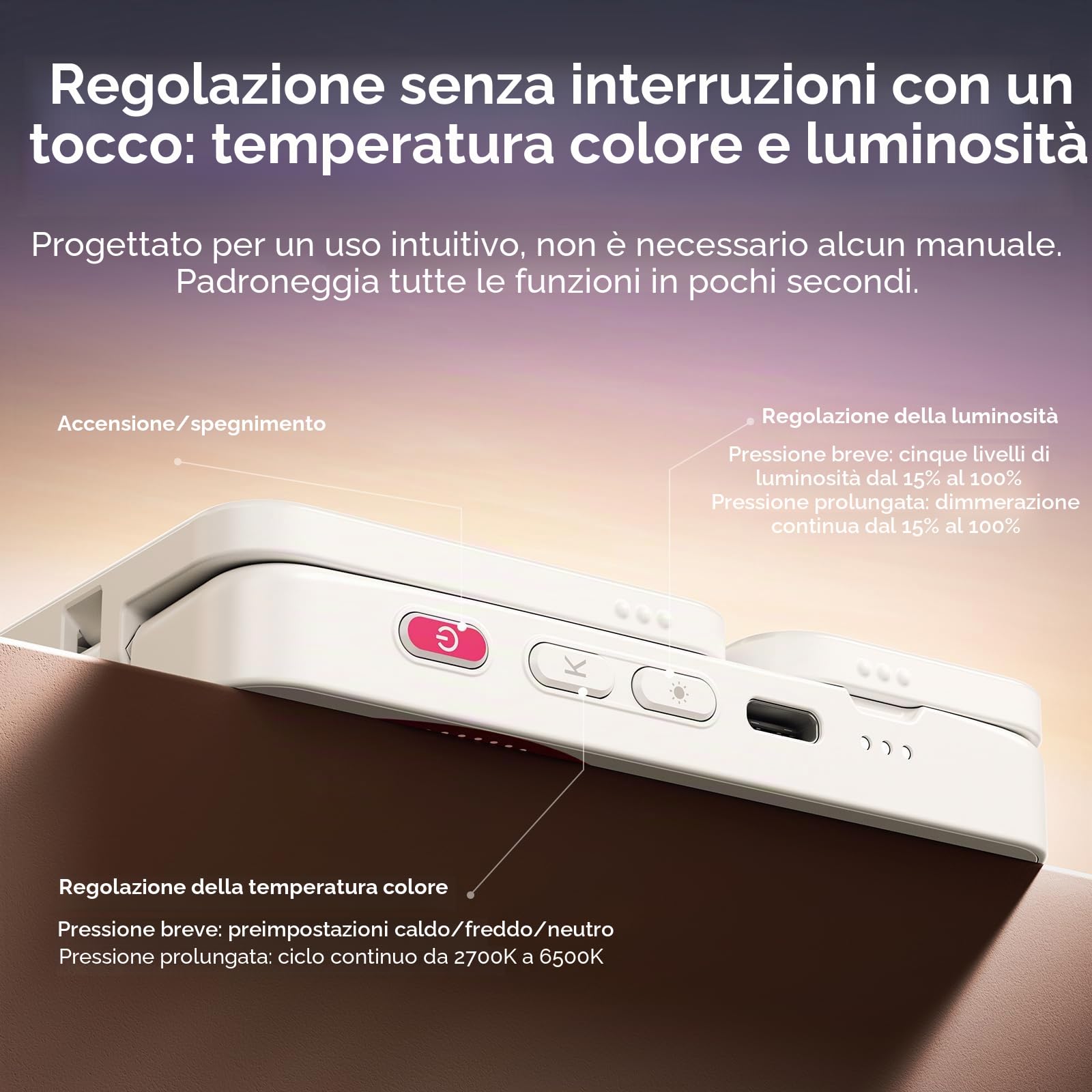 ULANZI GL01 Luce per telefono, Phone selfie light quadrati con asta regolabile a 45°, 2500K-6500K, Luce fotografica portatile per riprese nightout, Compatibile con iphone 17/16/15 non promax