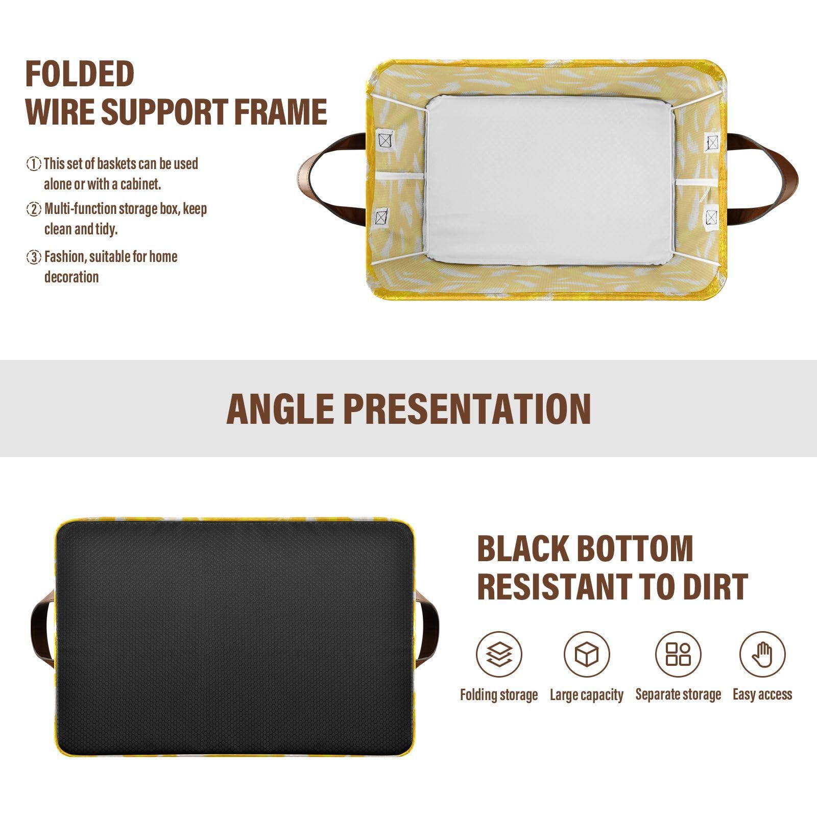 KLL Cestini cubici pieghevoli bianchi con manici grandi organizer decorativi per vestiti e stoccaggio, confezione da 2 organizadores de ropa para closet