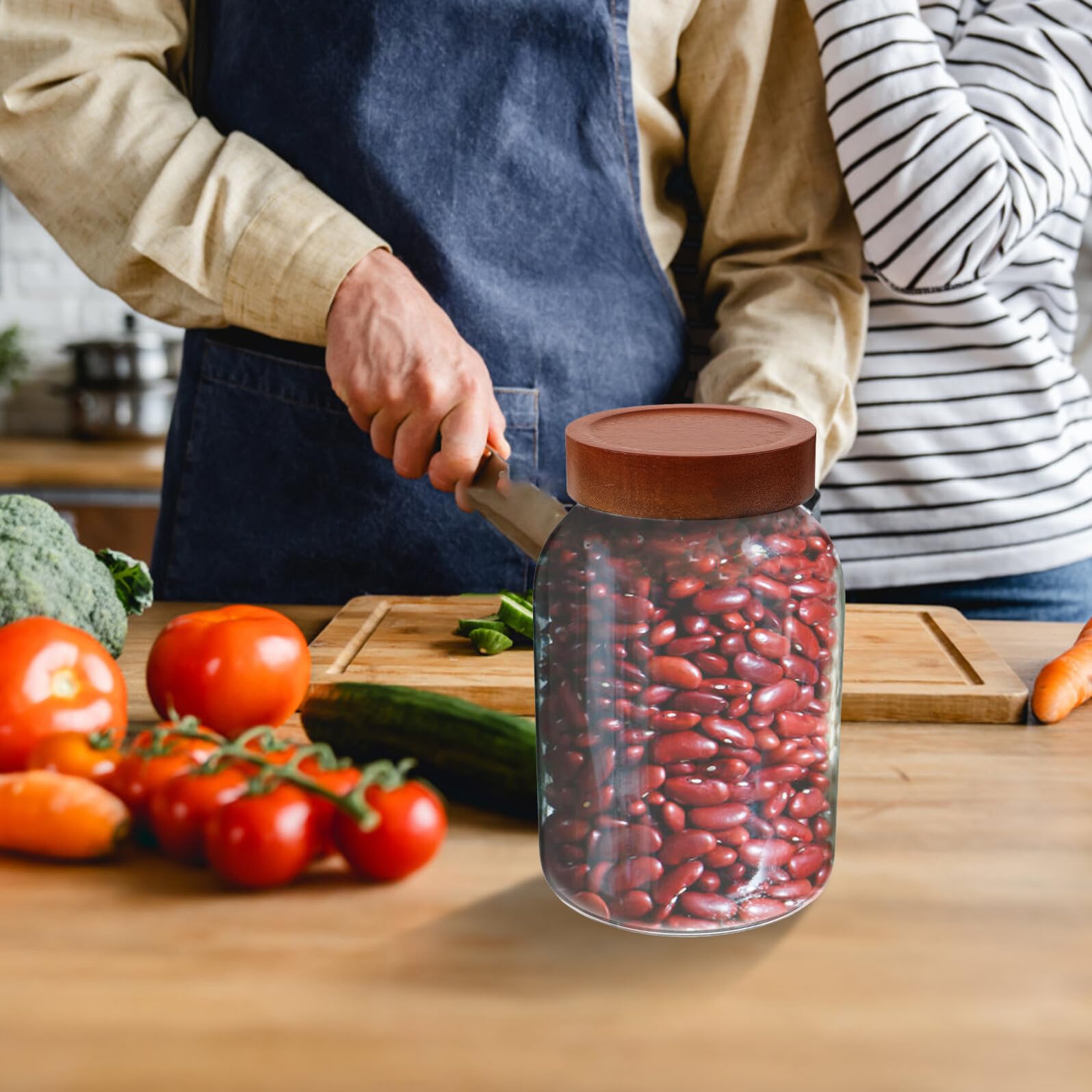 Gatuida Hochborosilikat Glas Vorratsglas mit Holzdeckel 2800ml | Luftdicht, Transparentes Design, Leicht zu Befüllen und Reinigen, Platzsparend für Küche und Vorrat