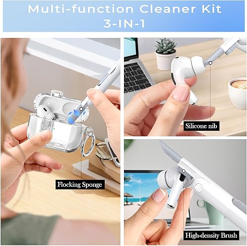 Miniatura 8 de R-fun Funda para AirPods Pro de 2 generación con kit de limpieza y 4 pares de almohadillas de repuesto (XSSML), silicona protectora completa para